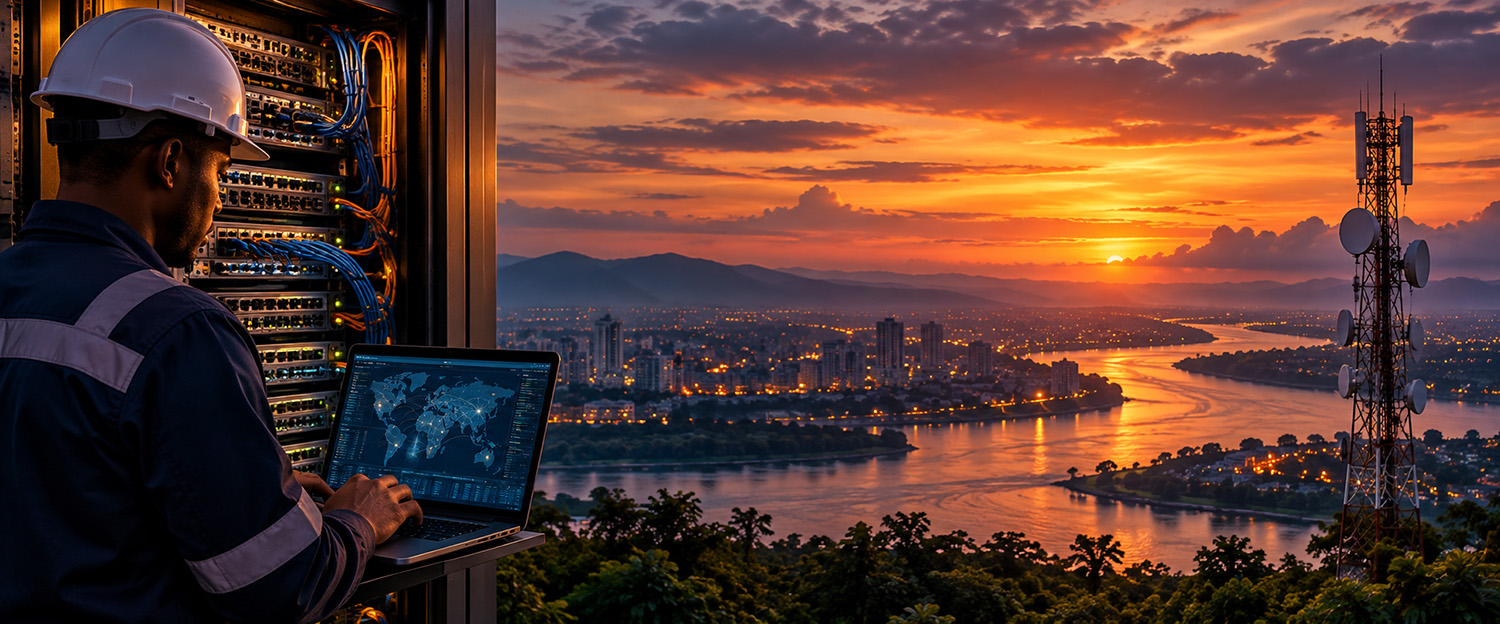Telecom Connections at Sunset
